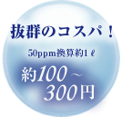 抜群のコスパ！50ppmあたり約100～300円！